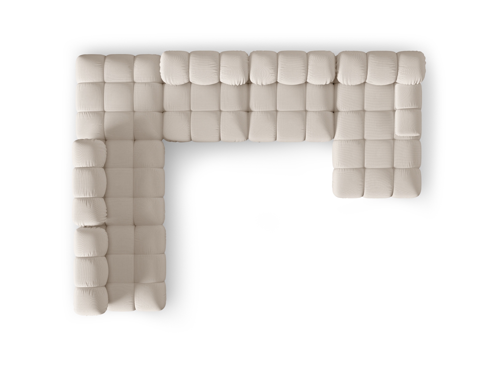 Micadoni Modulares Panorama Ecksofa Bellis 7-Sitzer Links 3D-Stoff Sonic Helles Beige