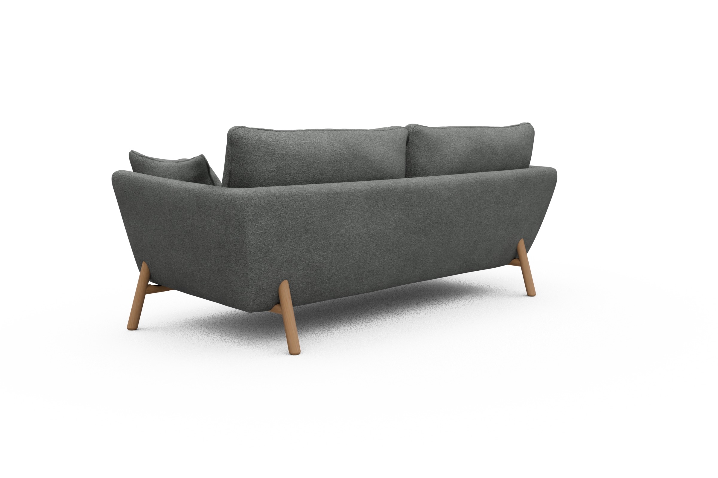 Sofa Emil 3-Sitzer Beinfarbe Eiche Natur Boucle-Ash-Grey