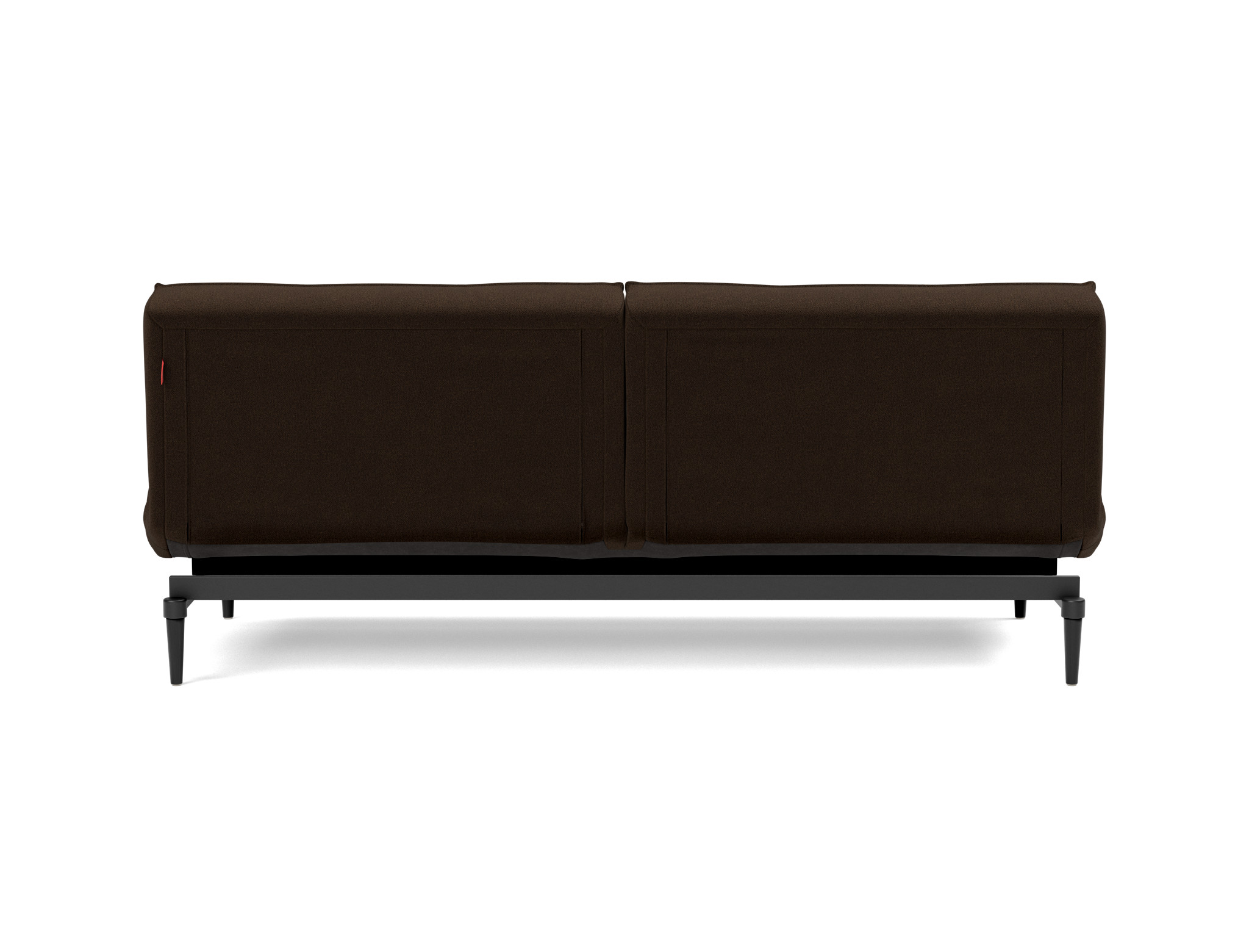 Schlafsofa Splitback Strukturierter Stoff Taura 358-Chocco Beine Styletto Eiche schwarz
