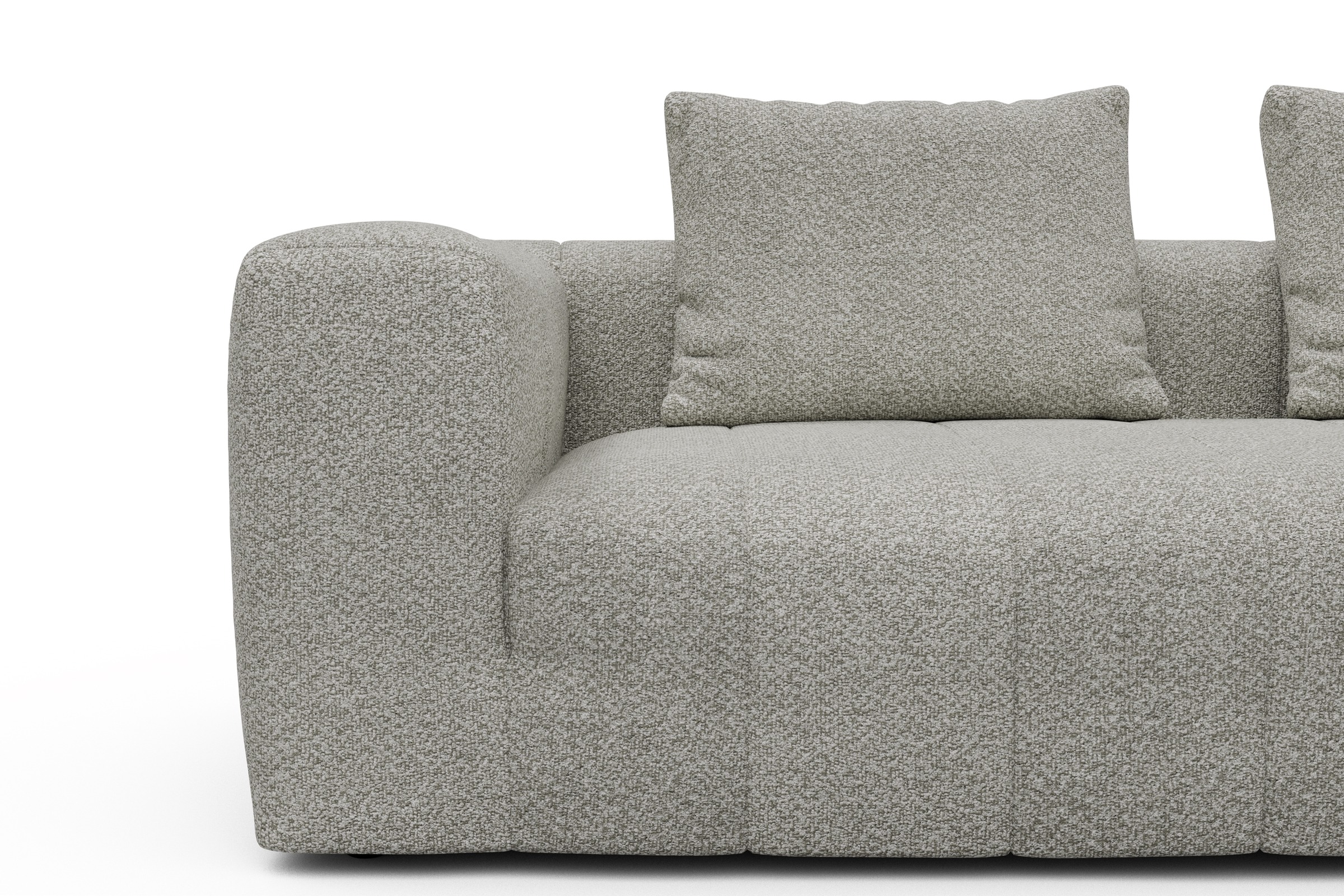Ecksofa Hugo 2,5-Sitzer Armlehne links mit Chaiselongue Vanora-Warm-Sand