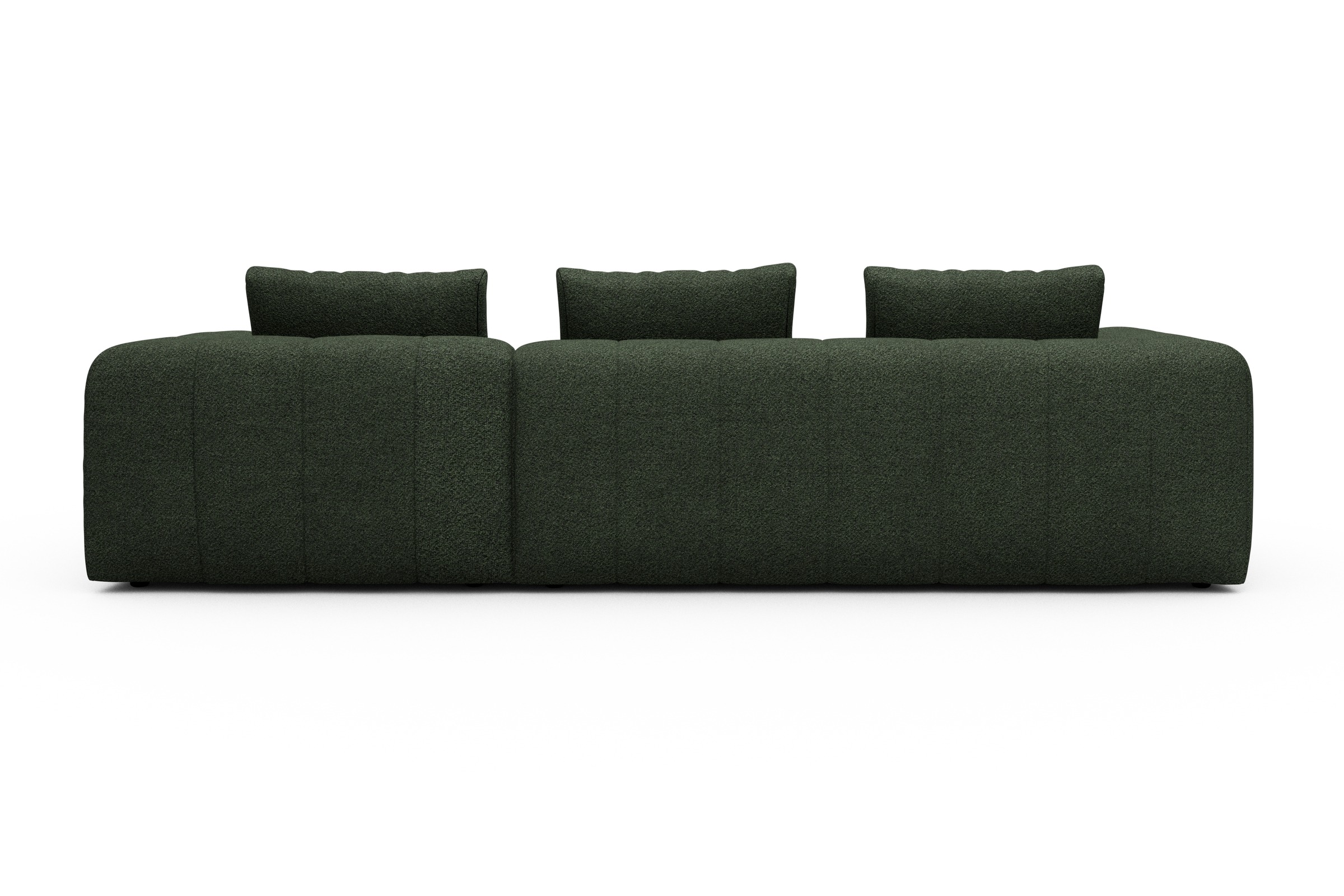 Ecksofa Hugo 2,5-Sitzer Armlehne links mit Chaiselongue Vanora-Deep-Green