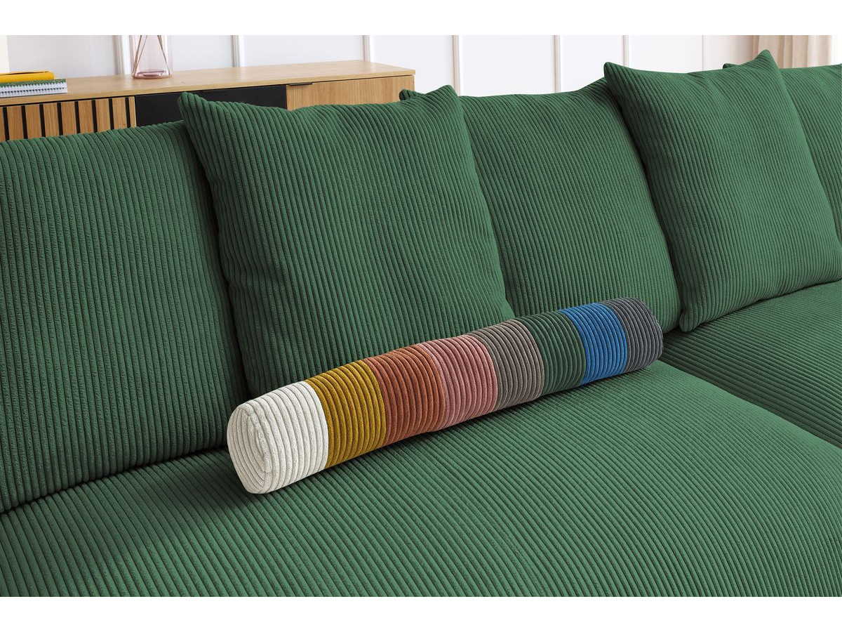 Bobochic Voltaire Ecksofa mit Pouf 322 × 268 cm Cordsamt Grün Ecke links