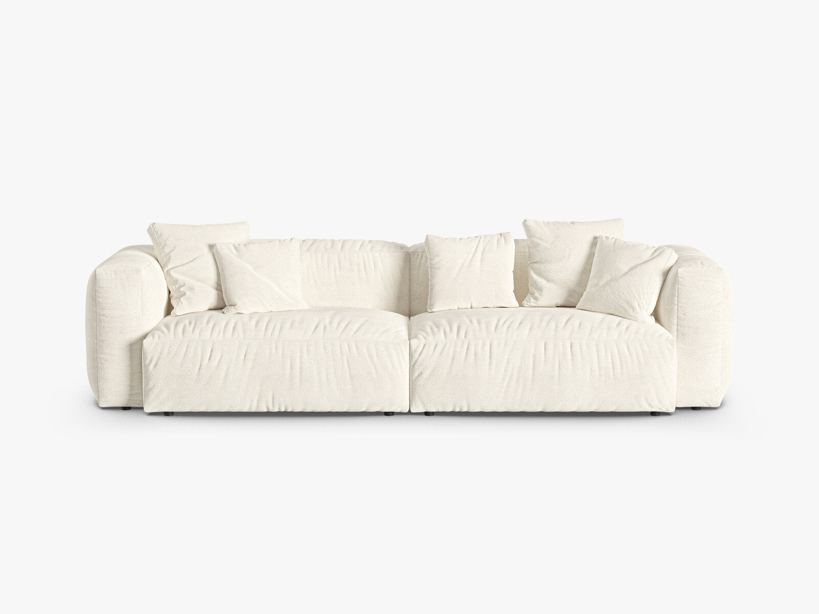 Micadoni Sofa Martina 4-Sitzer 90cm Sitztiefe Boucle Monet Elfenbein