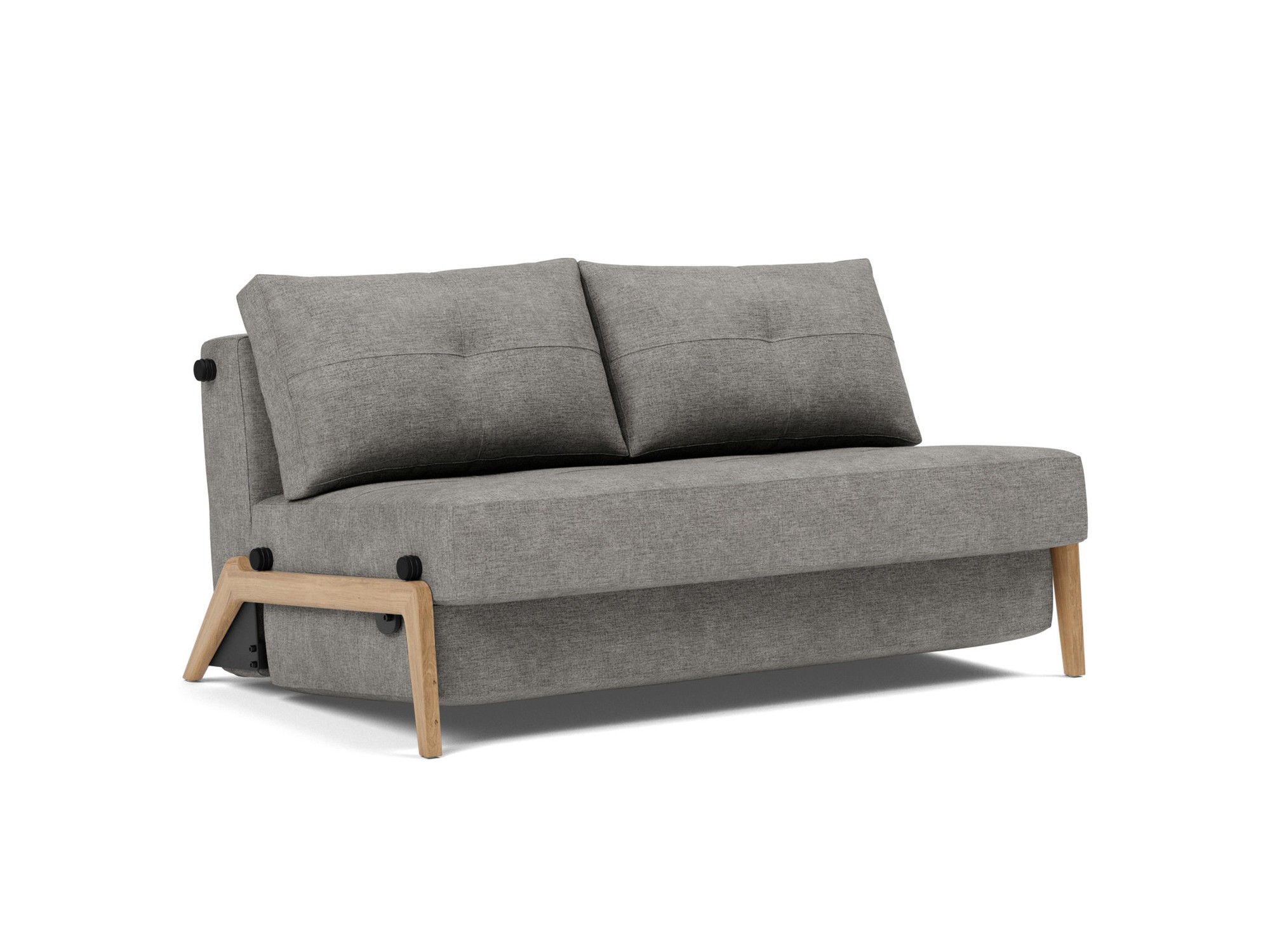 Schlafsofa Cubed 140 Flachgewebe Avella 282-Warm-Grey Beine Eiche