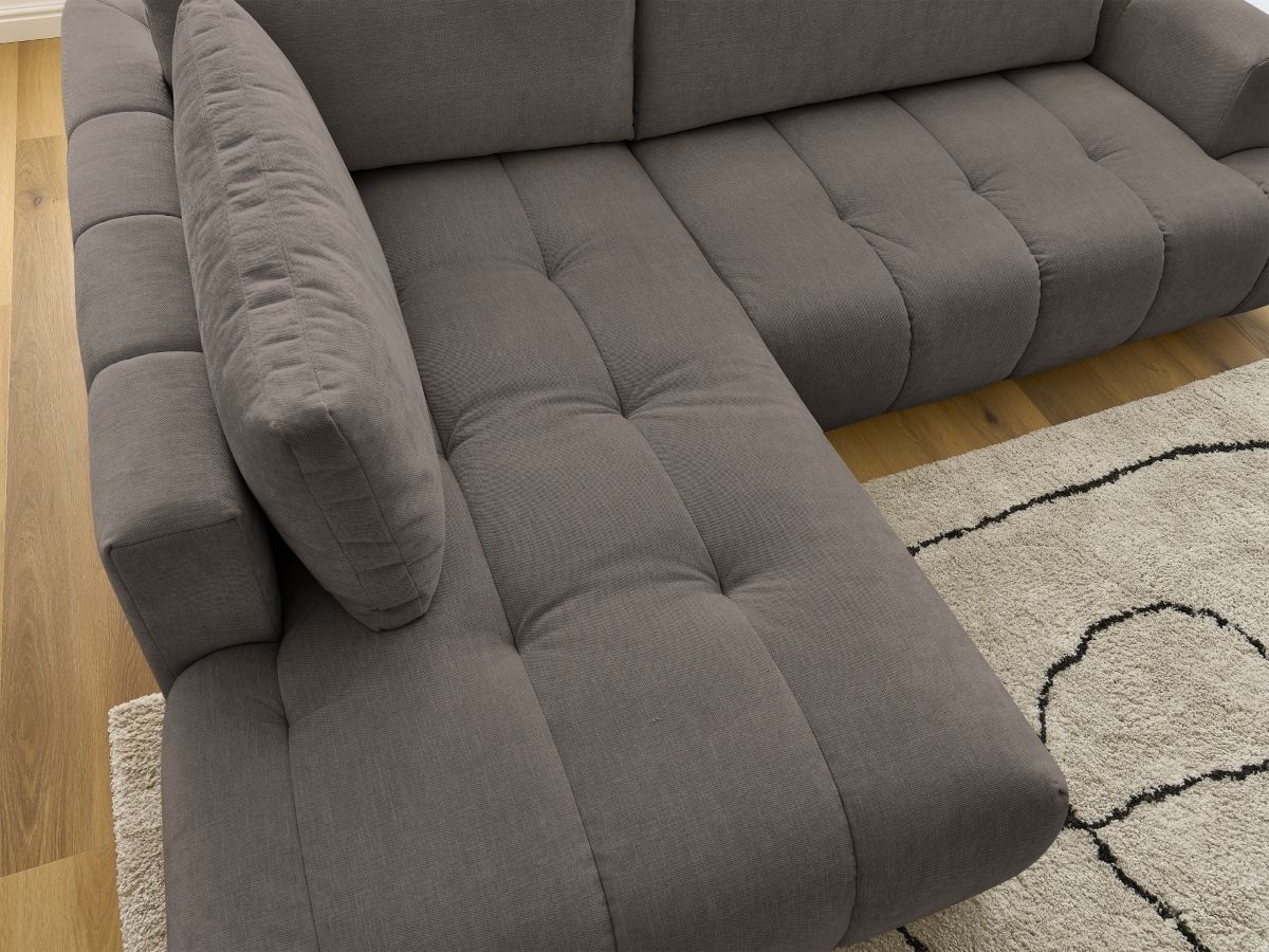 Bobochic Fuji Ecksofa mit Schlaffunktion und Bettkasten 282 × 204 cm Stoff Taupe Ecke links