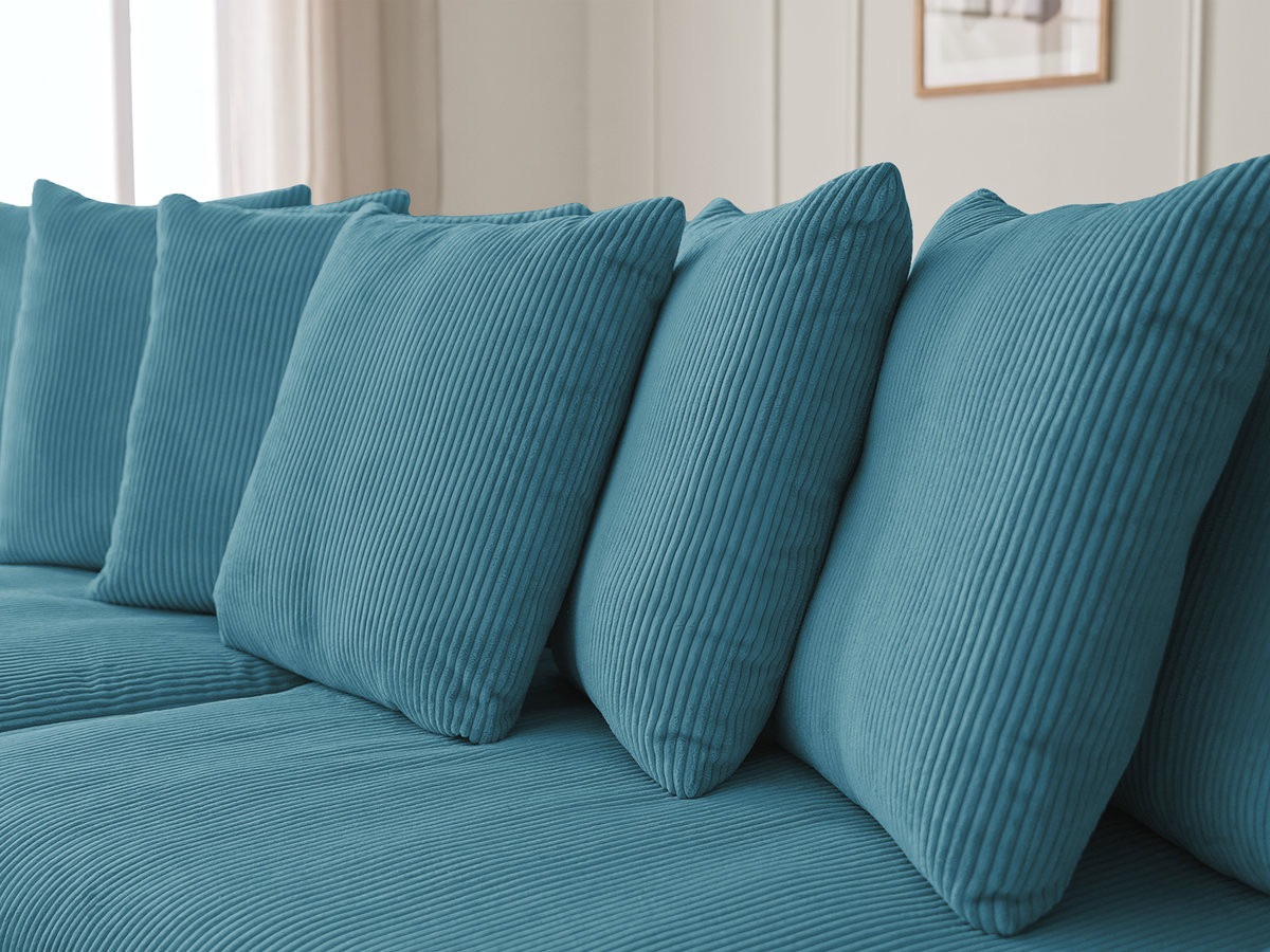 Bobochic Enore Ecksofa mit Pouf Cordsamt Hellblau Ecke links