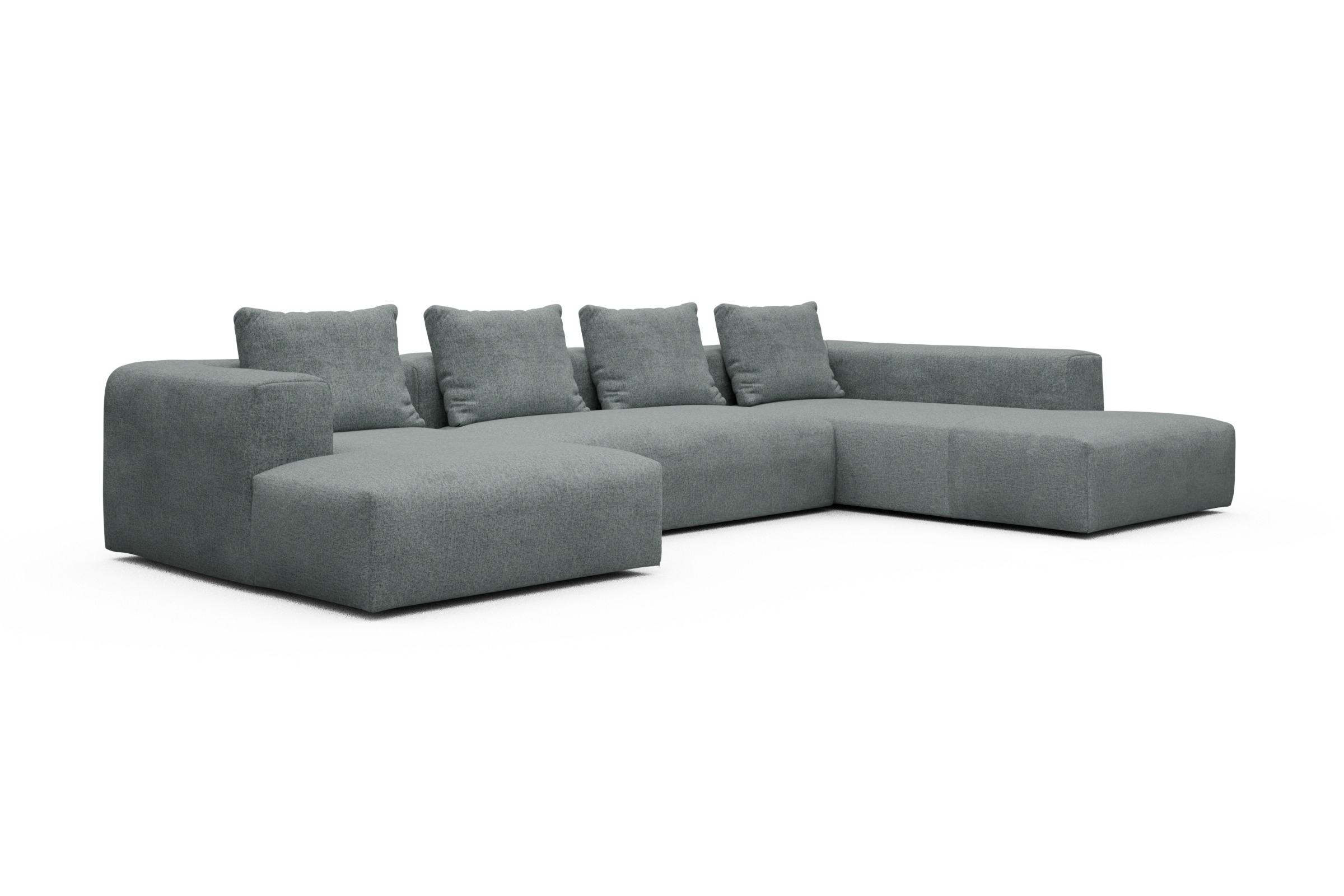 Wohnlandschaft Fred Relax-Ecke rechts mit 2-Sitzer und Chaiselongue links Casone-Light-Mixed-Green