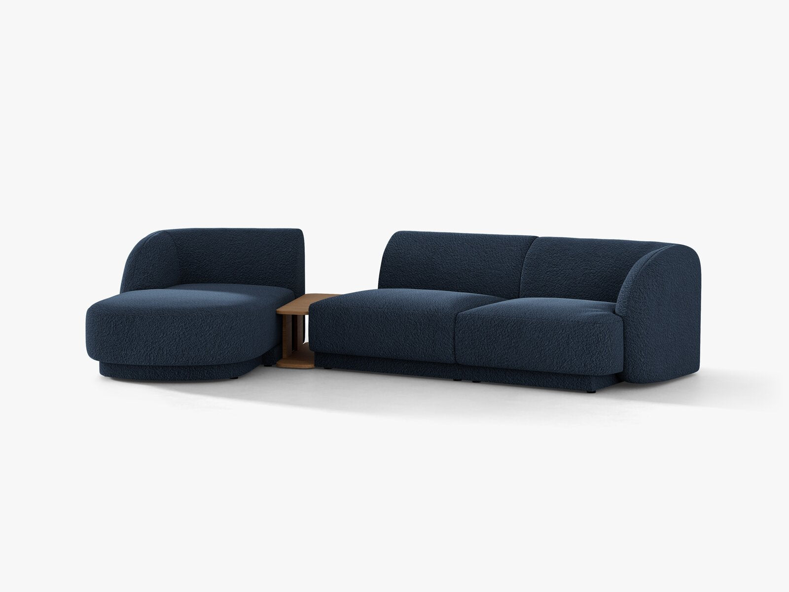 Micadoni Modulares Sofa Miley mit Recamiere 3-Sitzer Links Boucle Baloo Dunkelblau