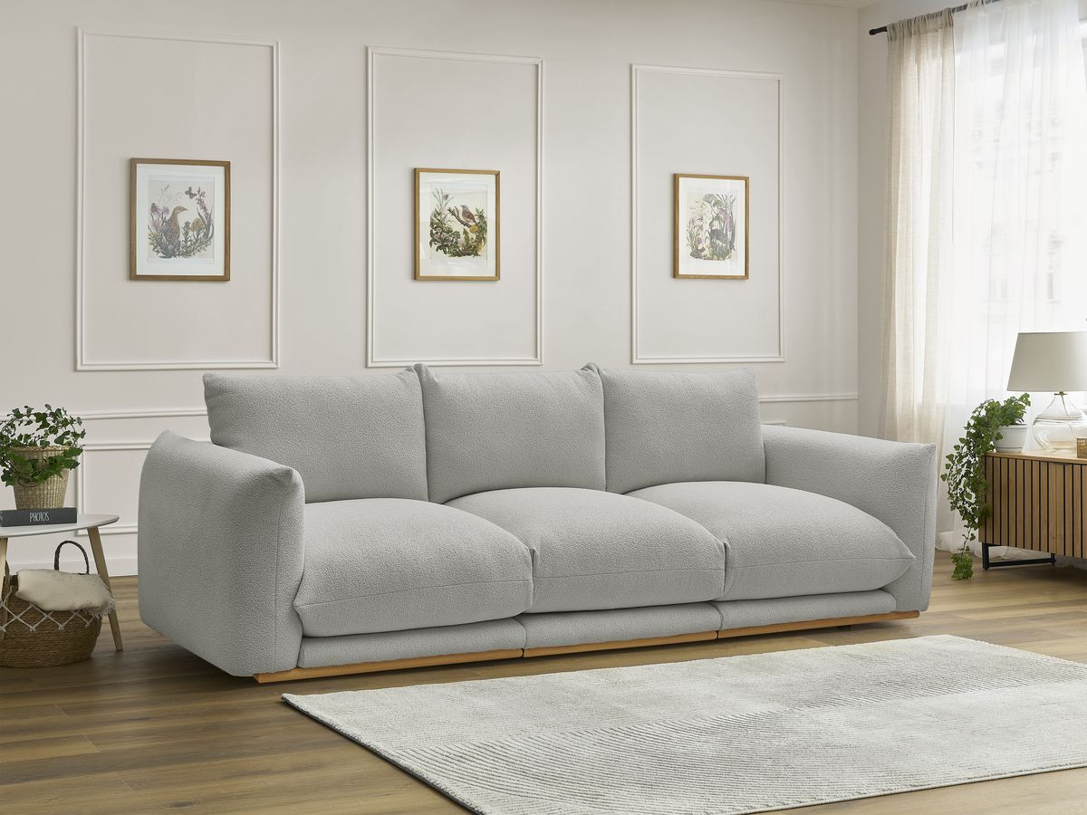 Bobochic Ernest Sofa 3-Sitzer 266 × 106 cm Bouclé-Stoff Hellgrau
