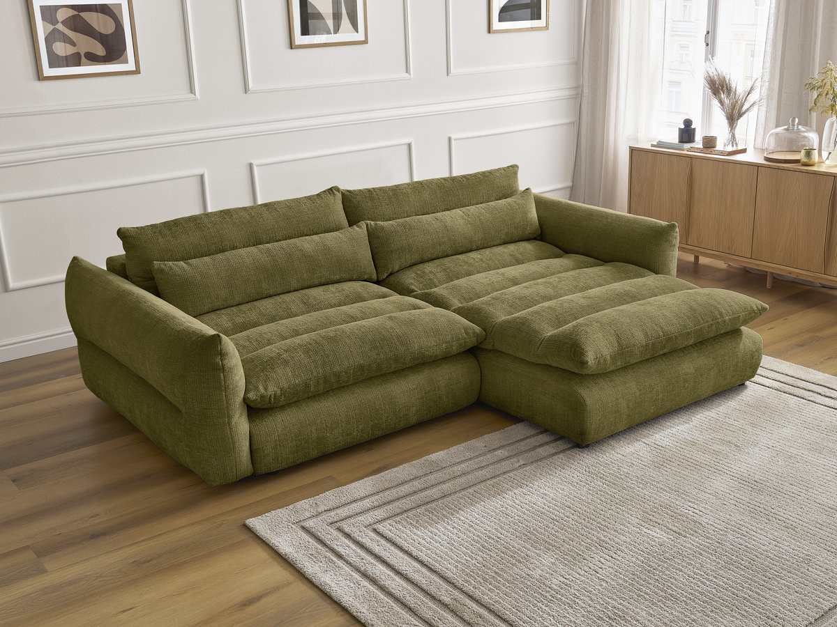 Bobochic Neil Ecksofa Strukturstoff Grün Ecke rechts
