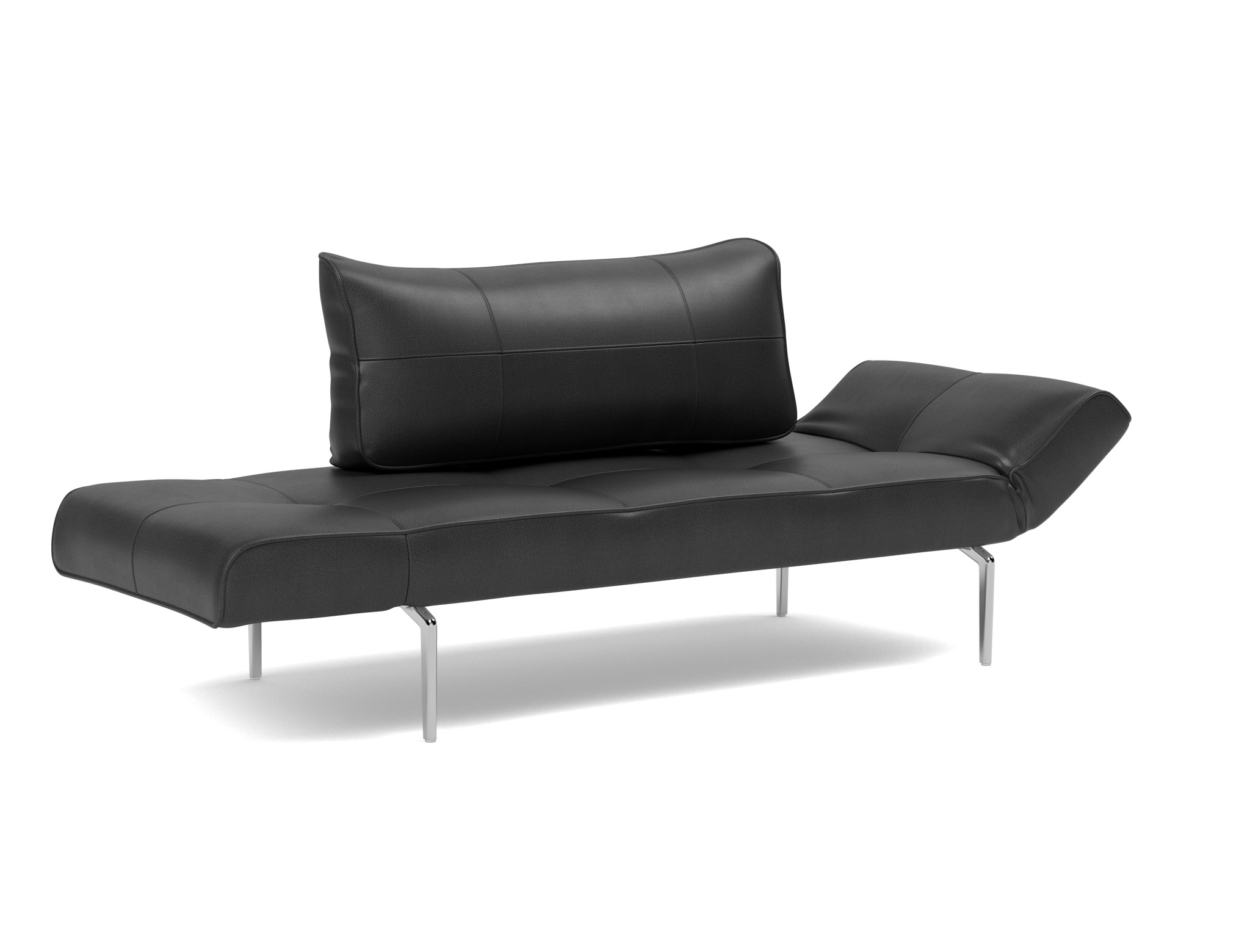 Tagesbett Zeal Lederoptik Faunal 550-Black Beine Straw Aluminium
