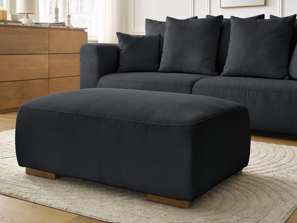 Bobochic Sidonie Sofa 4-Sitzer mit Pouf Cordsamt Schwarz
