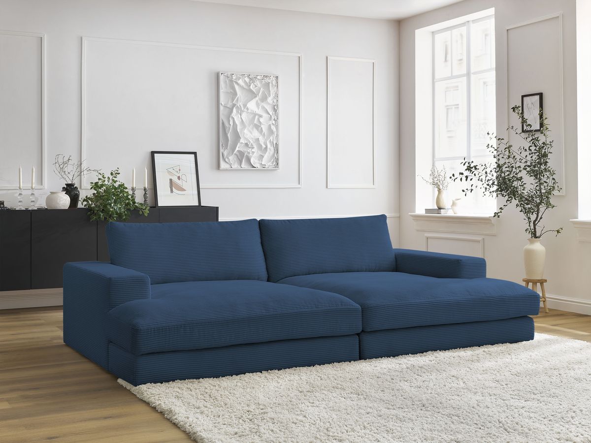Bobochic Leonard Sofa 4-Sitzer 274 × 159 cm Cordsamt Dunkelblau