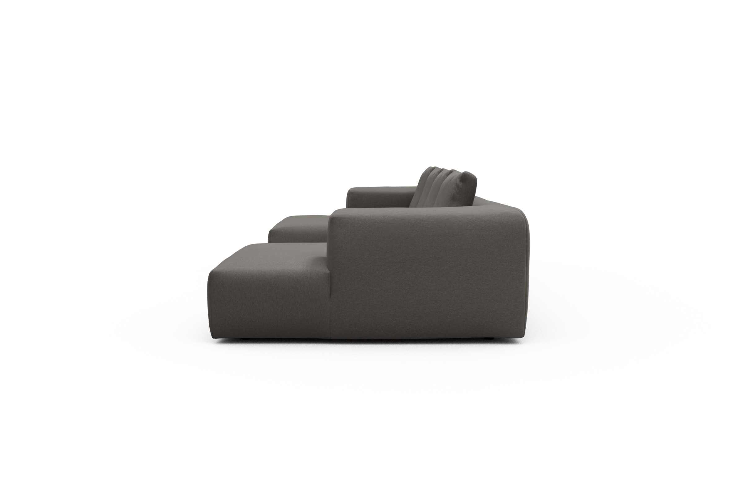 Wohnlandschaft Fred mit 2-Sitzer und Chaiselongue beidseitig Satya-Taupe