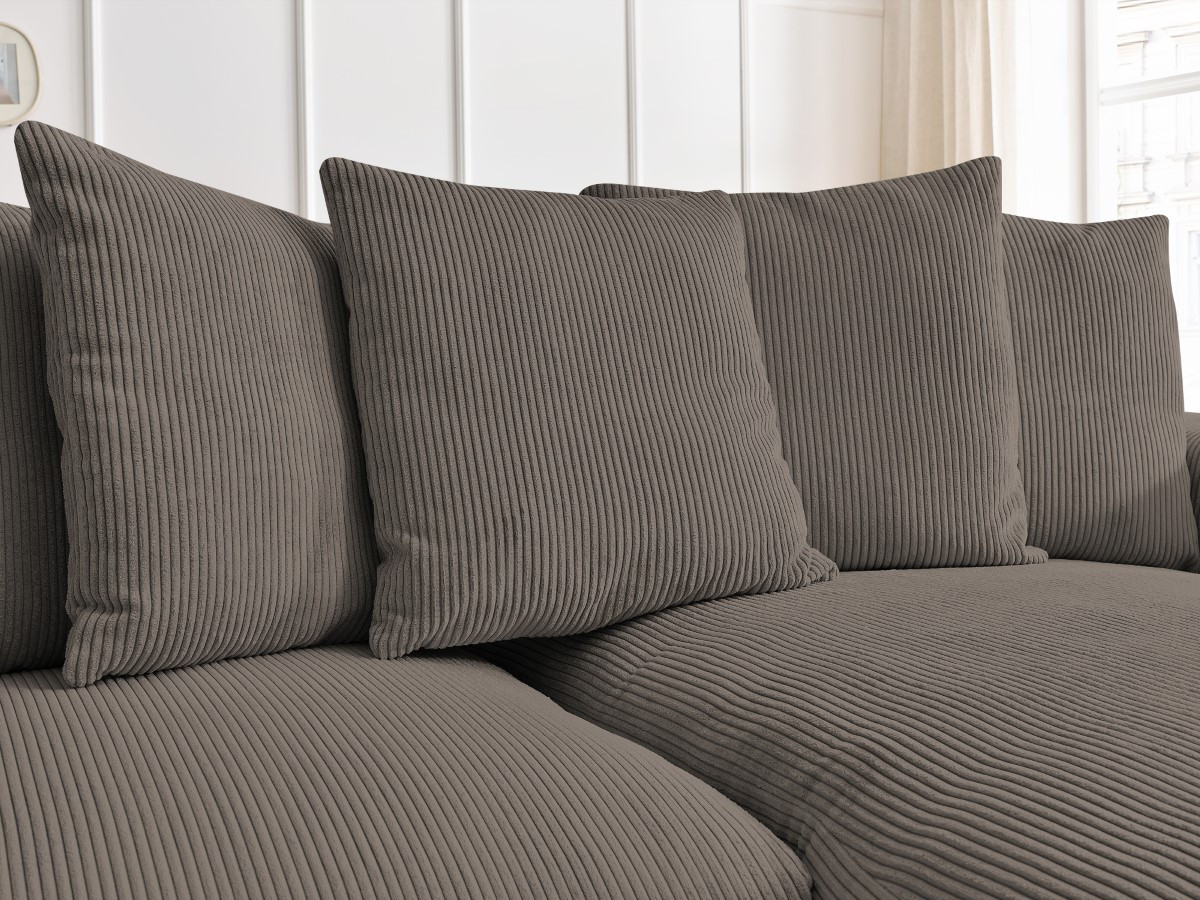 Bobochic Voltaire Ecksofa mit Schlaffunktion und Bettkasten Cordsamt Taupe