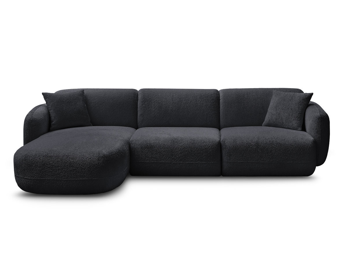 Bobochic Anda Ecksofa 292 × 163 cm Chenille Schwarz Ecke links