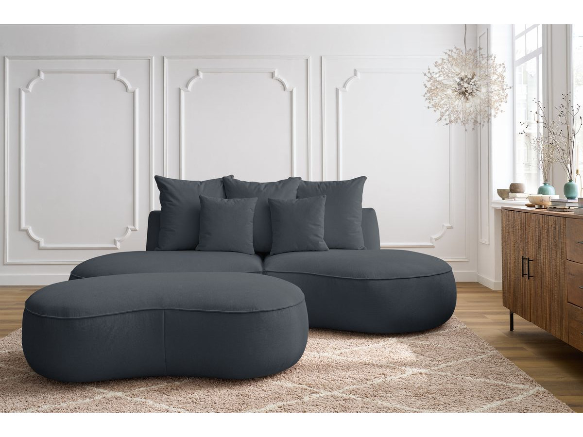 Bobochic Saint-germain Sofa 5-Sitzer mit Pouf Strukturstoff Dunkelgrau