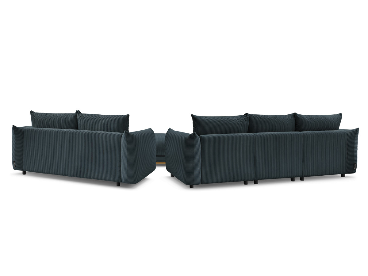 Bobochic Ernest Sofa 5-Sitzer mit Pouf Cordsamt Dunkelblau