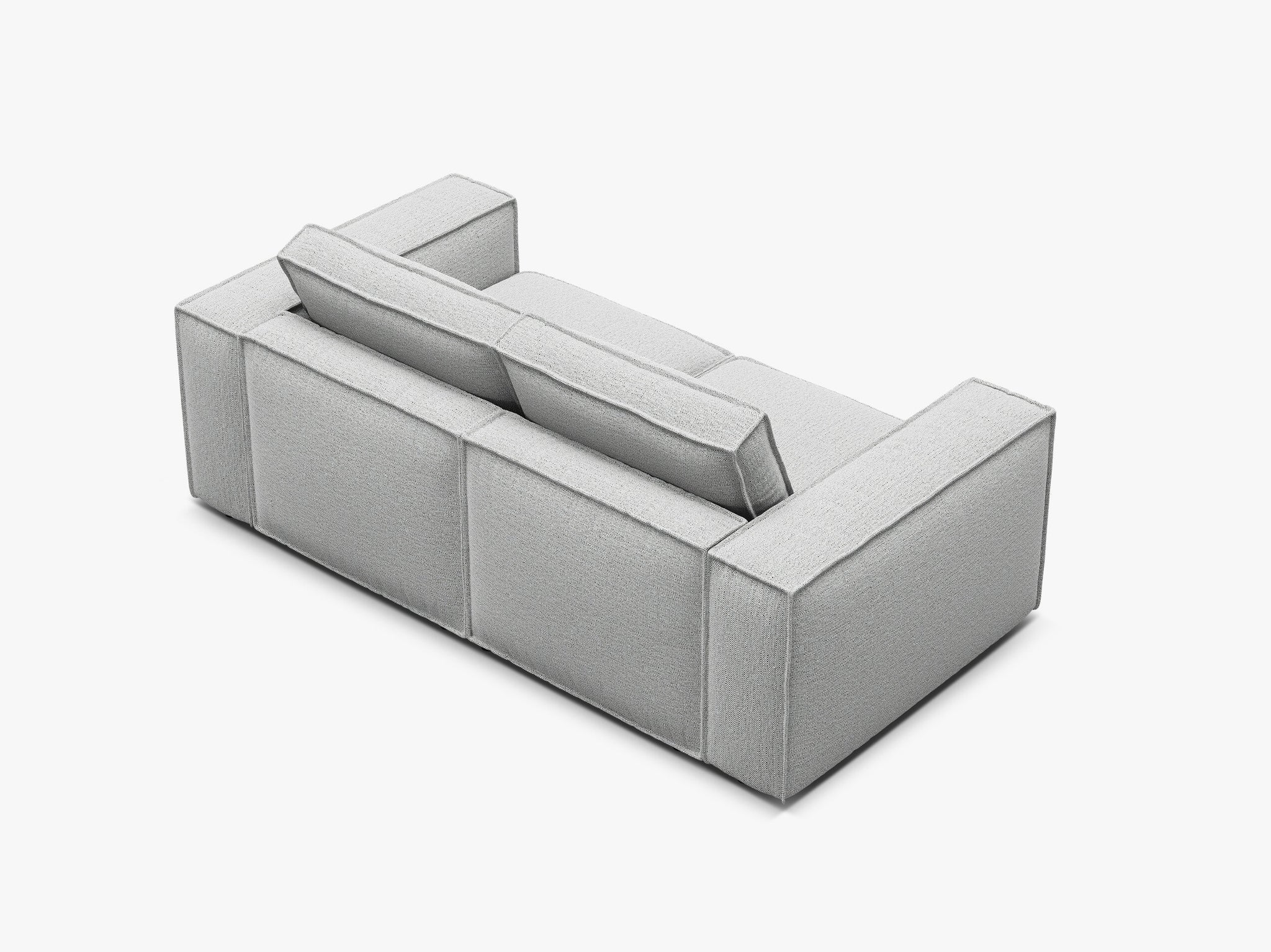 Micadoni modulares Sofa Pola 2-Sitzer Strukturierter Stoff Babel Hellgrau
