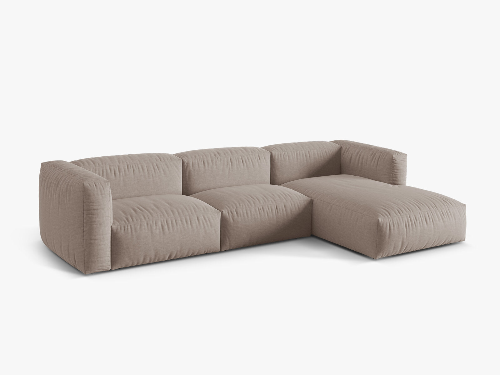 Micadoni Ecksofa Martina 3-Sitzer Rechts Strukturierter Stoff Boston Dunkelbeige