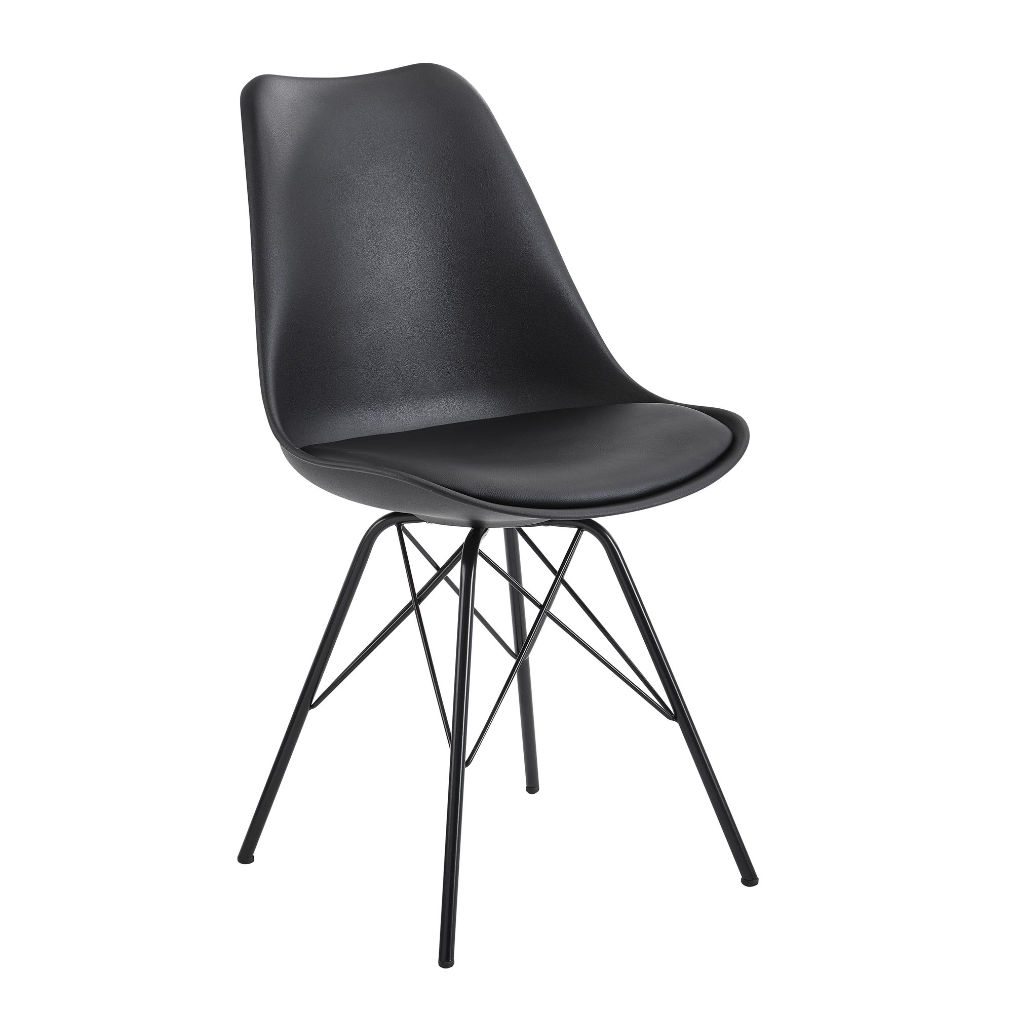 Esszimmerstuhl Funningur Kunstleder Schwarz 48 × 58 × 86 cm