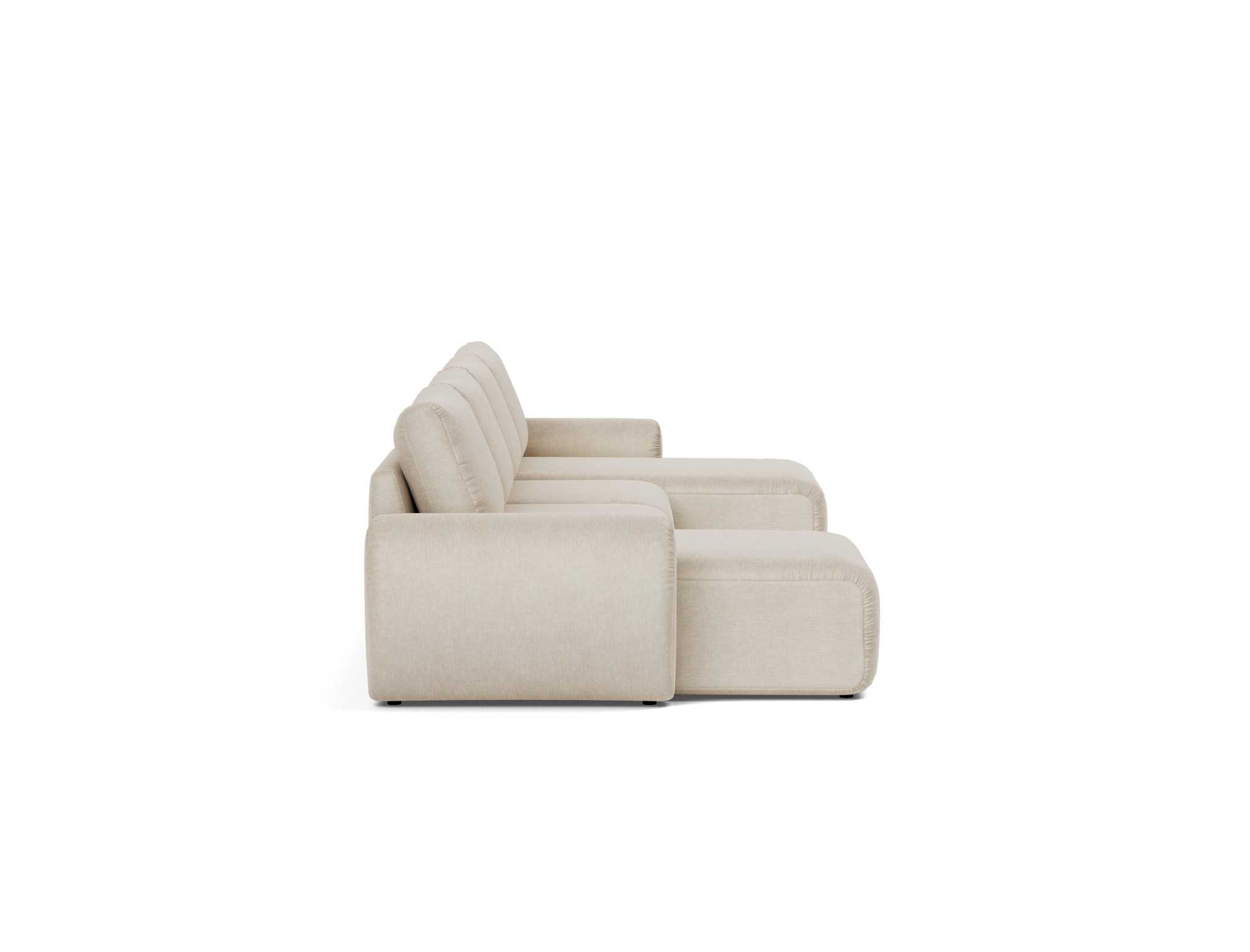 Schlafsofa Norum U-Form mit Curve-Armlehnen Flachgewebe Phobos 586-Latte