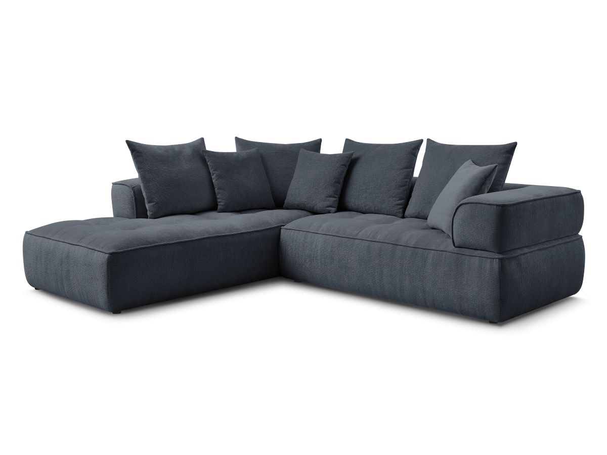 Bobochic Whesley Ecksofa Stoff Dunkelblau Ecke links