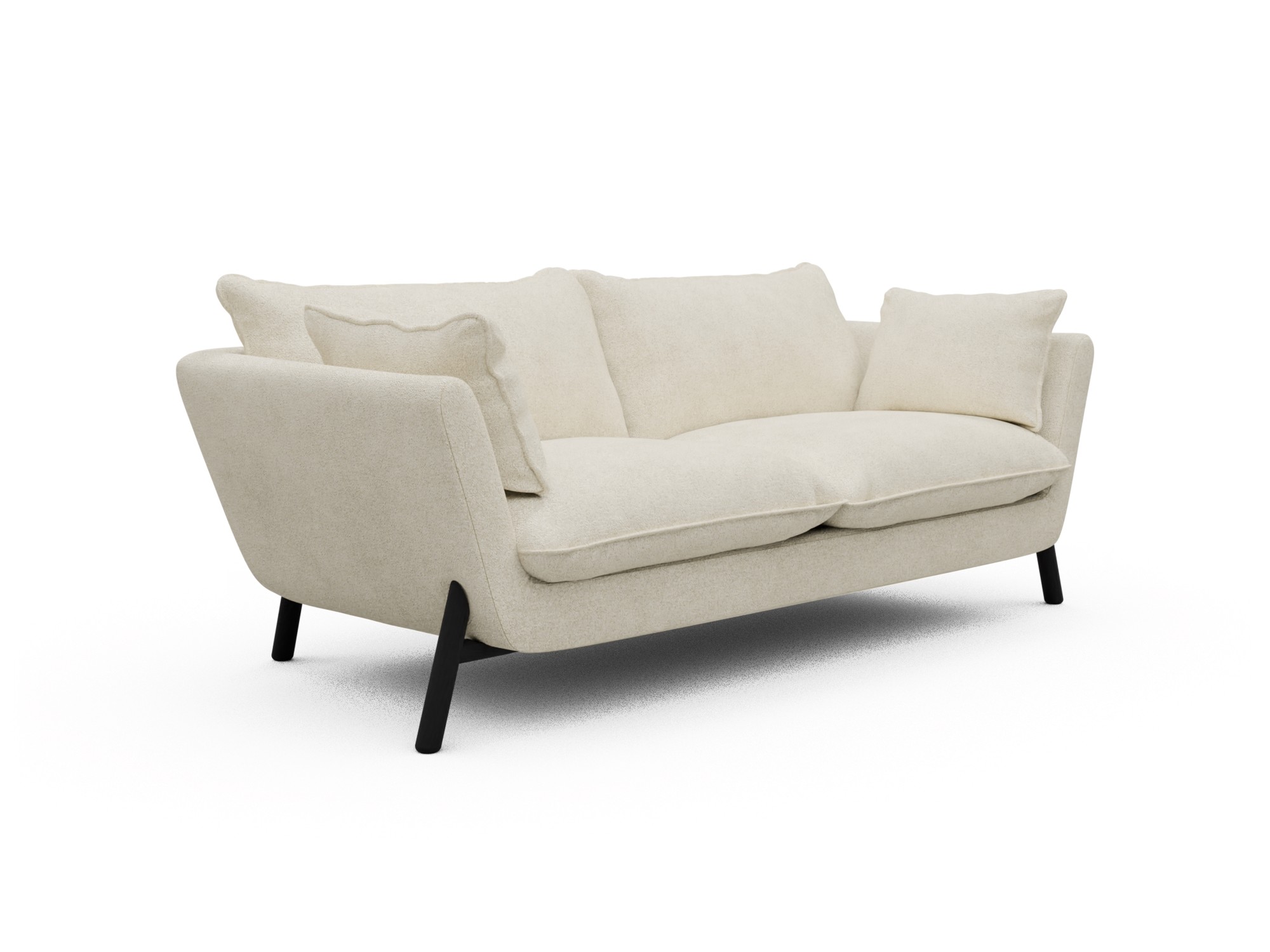 Skandi Home Sofa Emil Soft 2-Sitzer Beinfarbe Eiche Schwarz Boucle-Off-White moebelfaktor