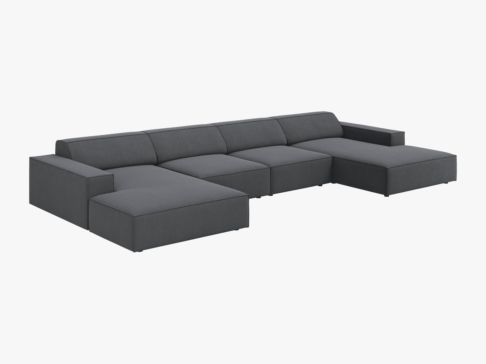 Micadoni Panorama-Sofa Jodie 6-Sitzer Strukturierter Stoff Megan Dunkelgrau