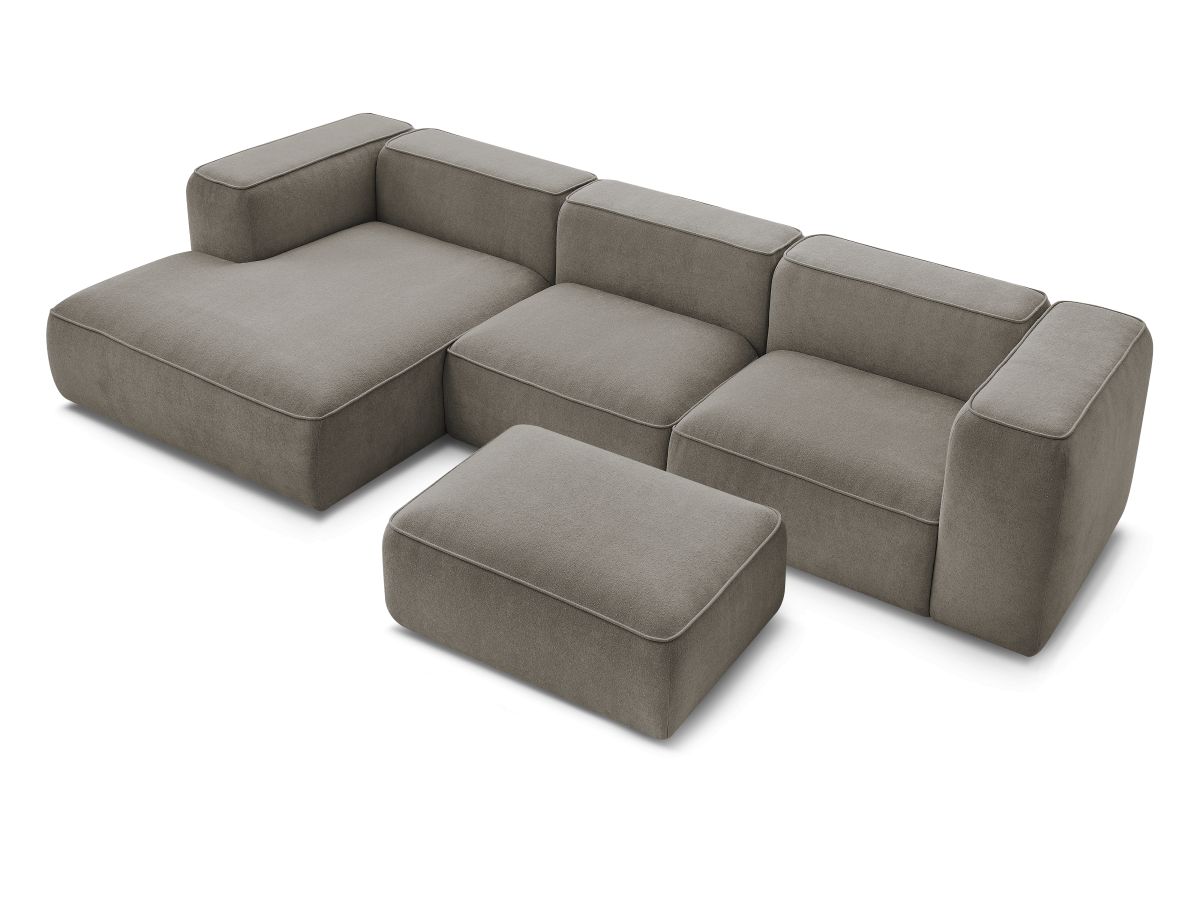 Bobochic Zephyr Ecksofa mit Pouf 349 × 165 cm Strukturstoff Taupe Ecke links