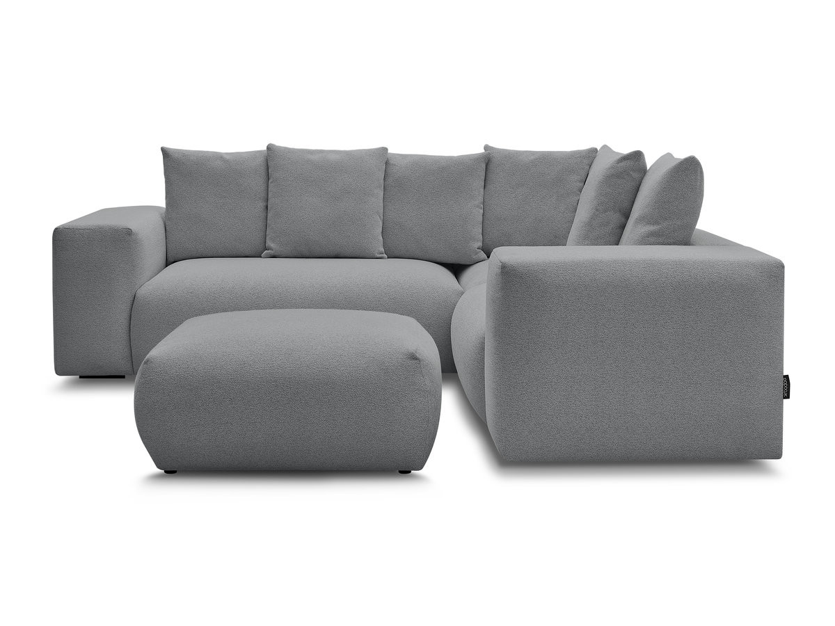 Bobochic Voltaire Ecksofa mit Pouf 268 × 214 cm Melange-Stoff Dunkelgrau Ecke rechts