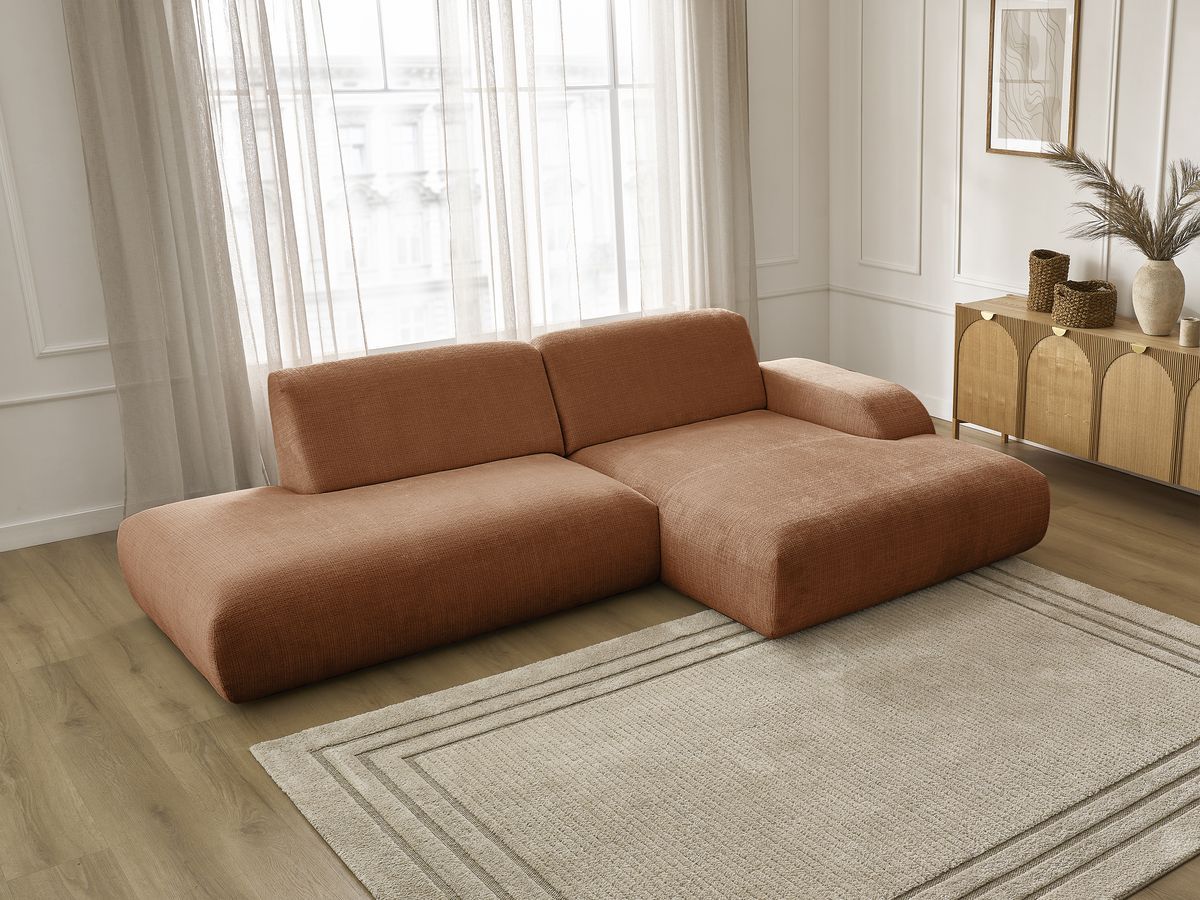 Bobochic Sirius Ecksofa 300 × 170 cm Strukturstoff Orange Ecke rechts