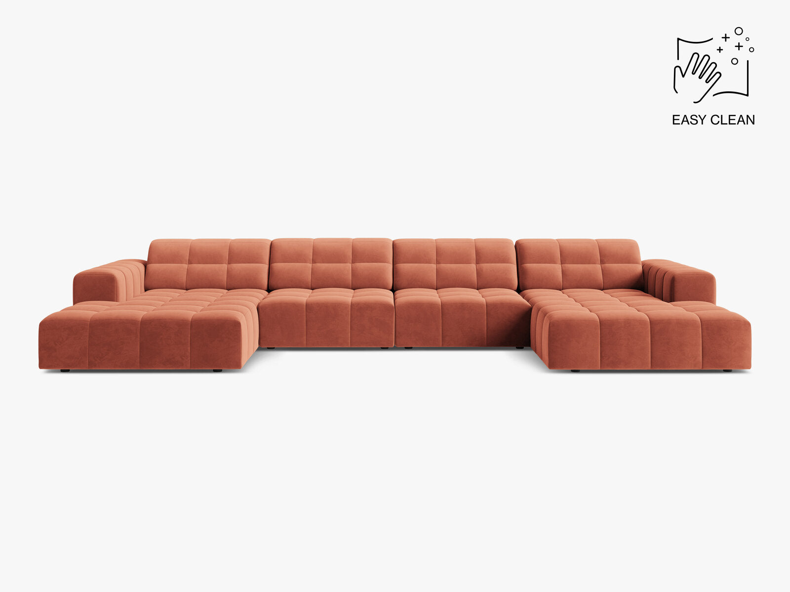 Micadoni Panorama Sofa Jennifer 6-Sitzer Samt Venus Koralle