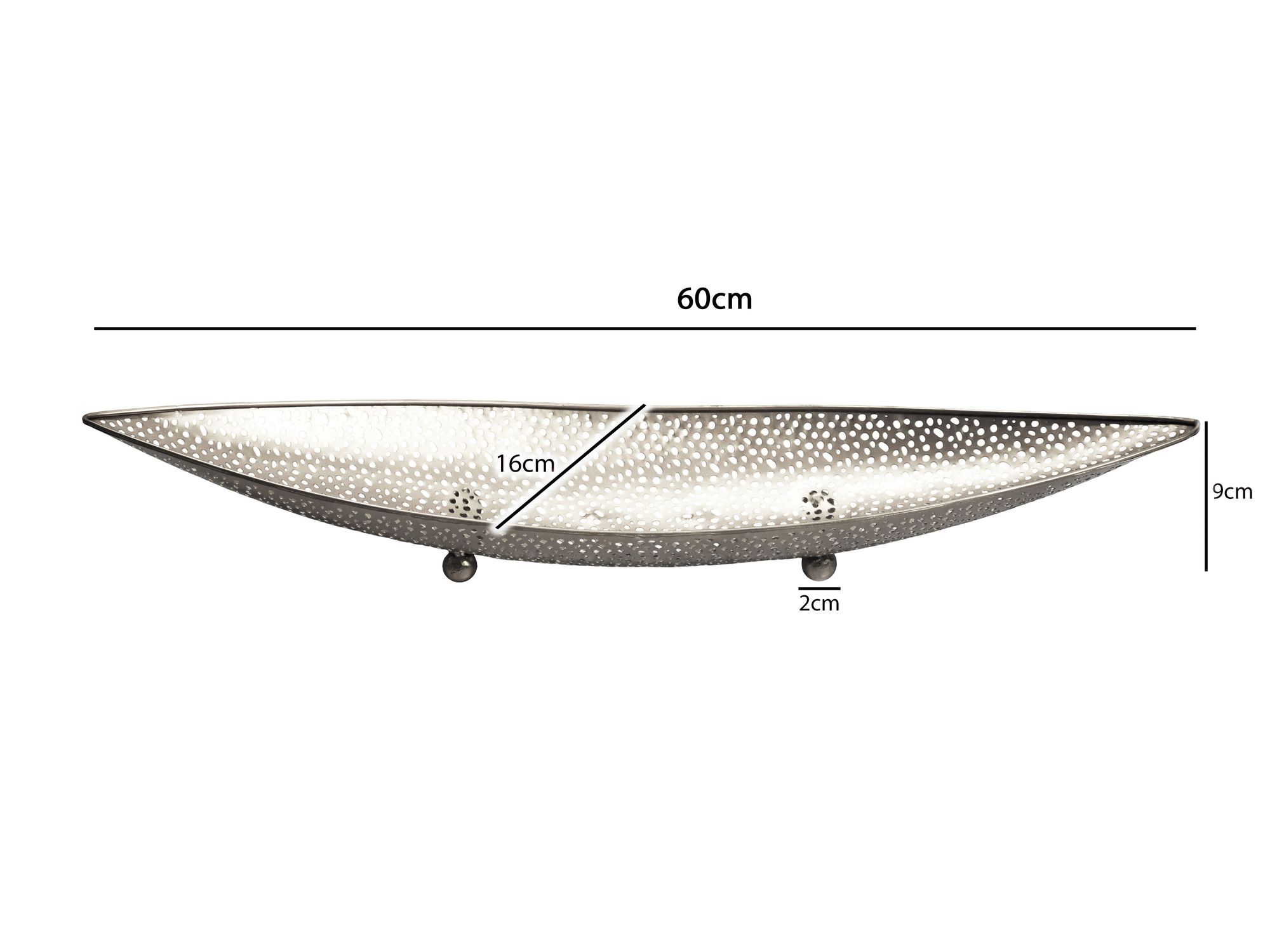 Dekoschale Lyngdal Metall Silber 60 × 16 × 9 cm