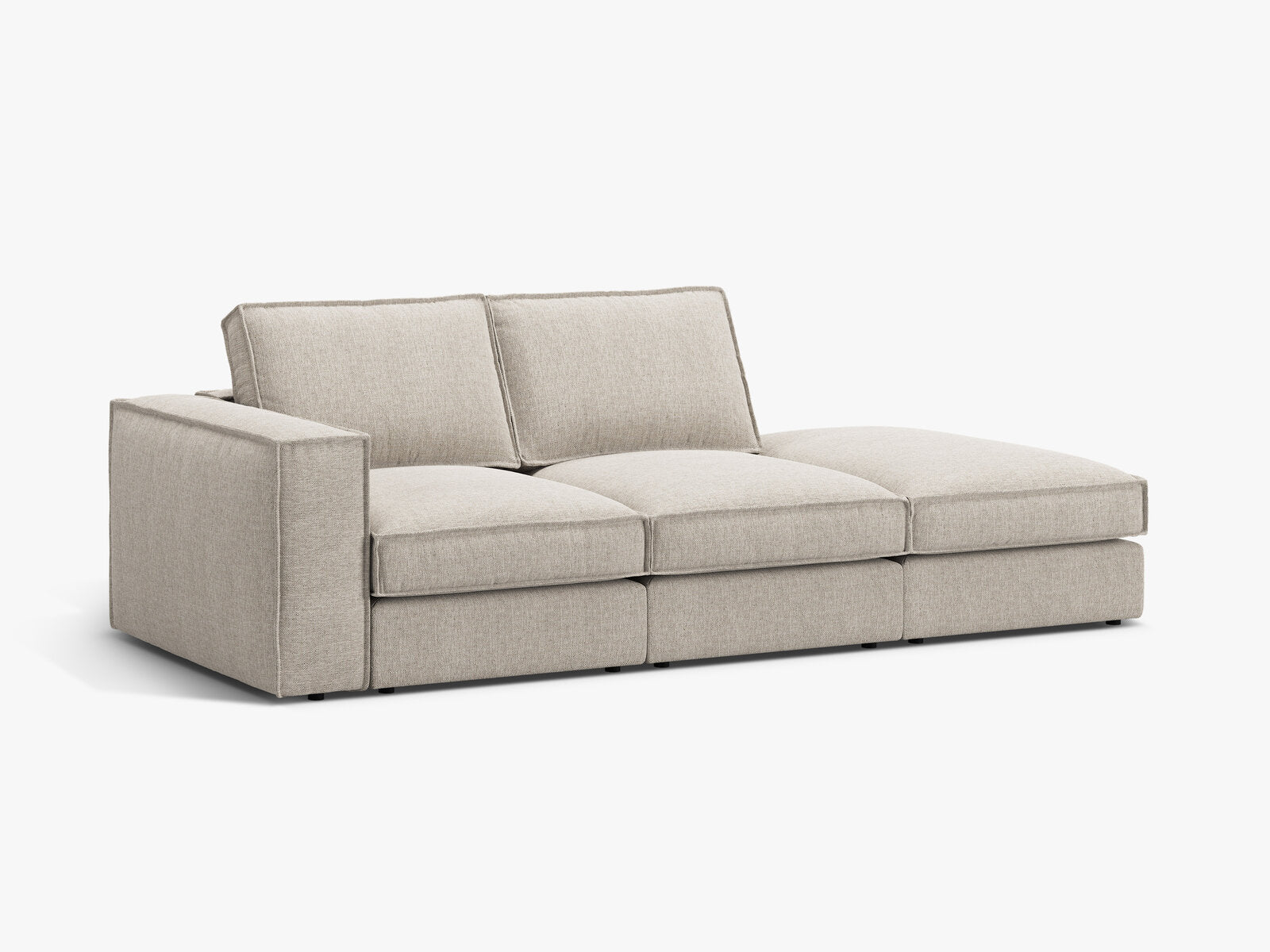 Micadoni modulares offenes Sofa Pola 3-Sitzer Rechts Strukturierter Stoff Babel Sand