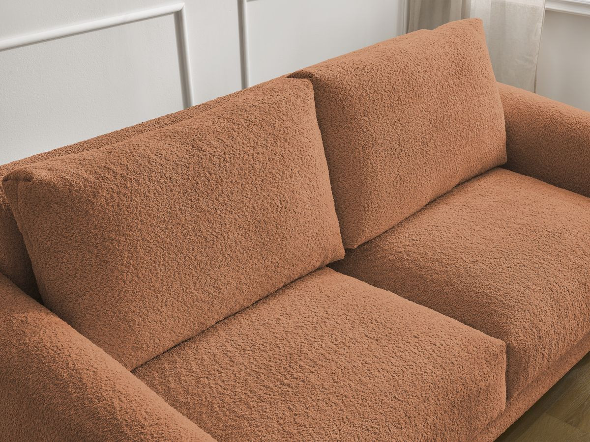 Bobochic Cocoone Schlafsofa 3-Sitzer Bouclé-Stoff Orange, Liegefläche 140 × 200 cm