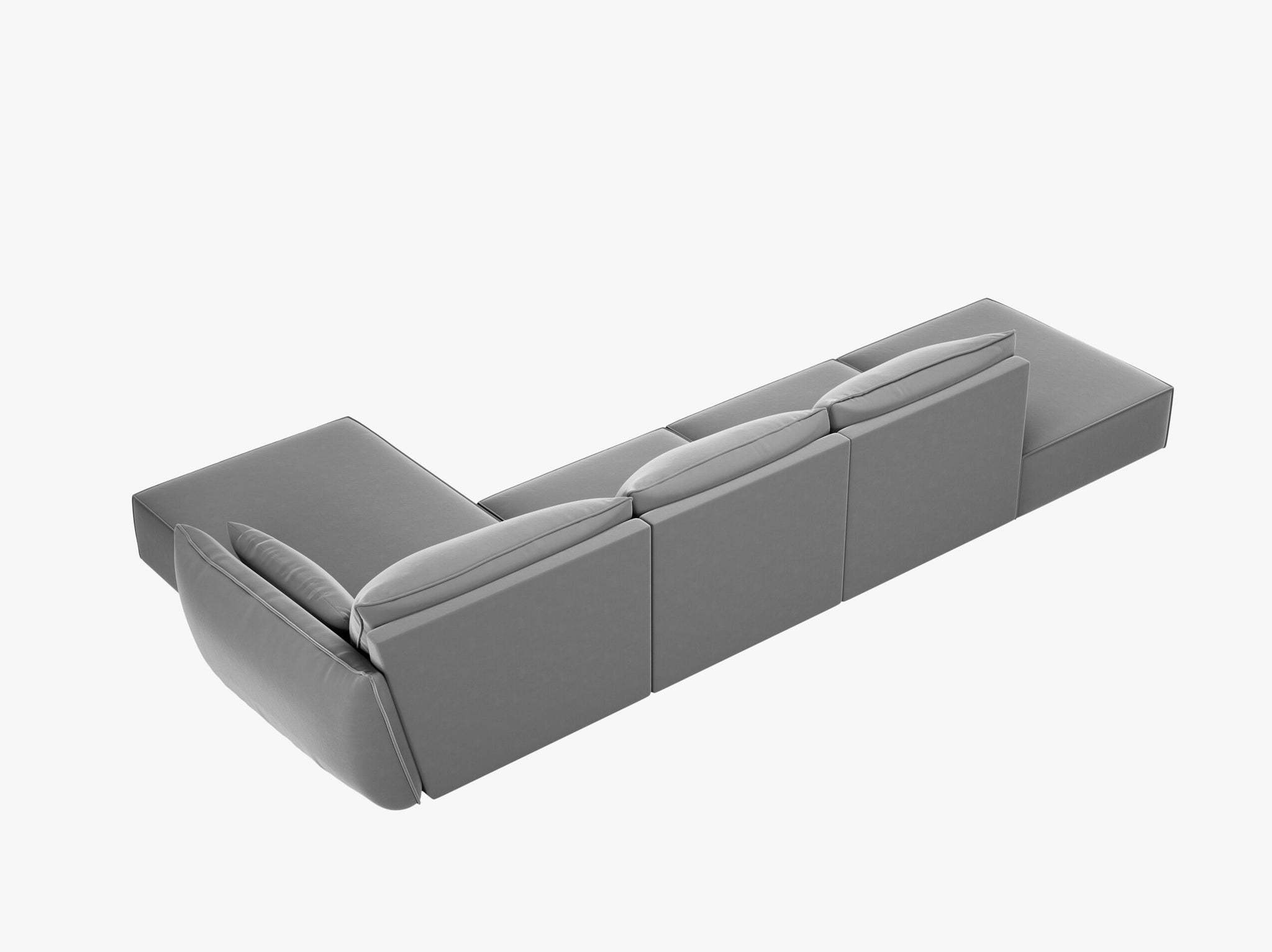 Micadoni Ecksofa Kaelle 5-Sitzer Rechts Samt Bluvel Grau