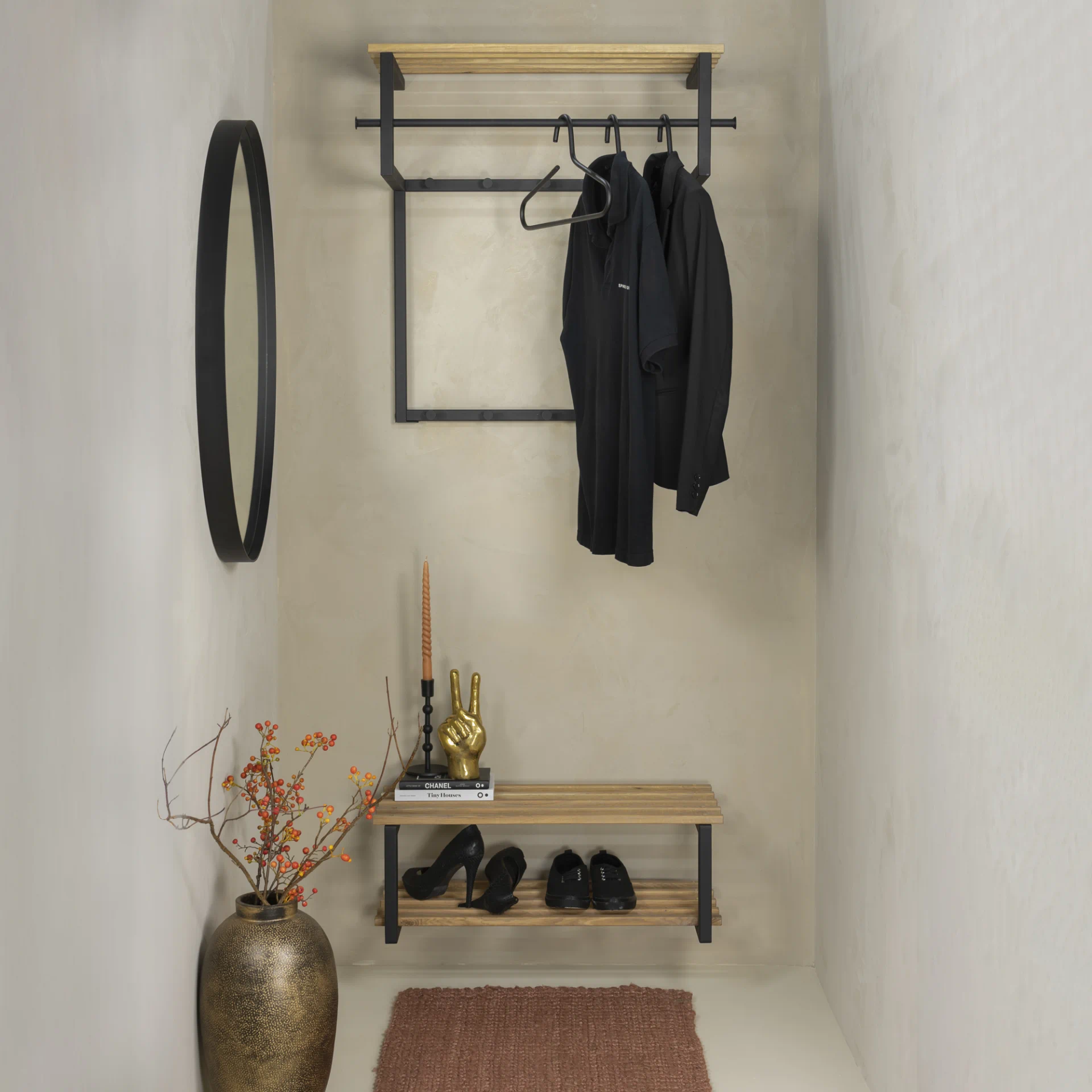 Spinder Design Rizzoli Wandgarderobe Schwarz / Eiche