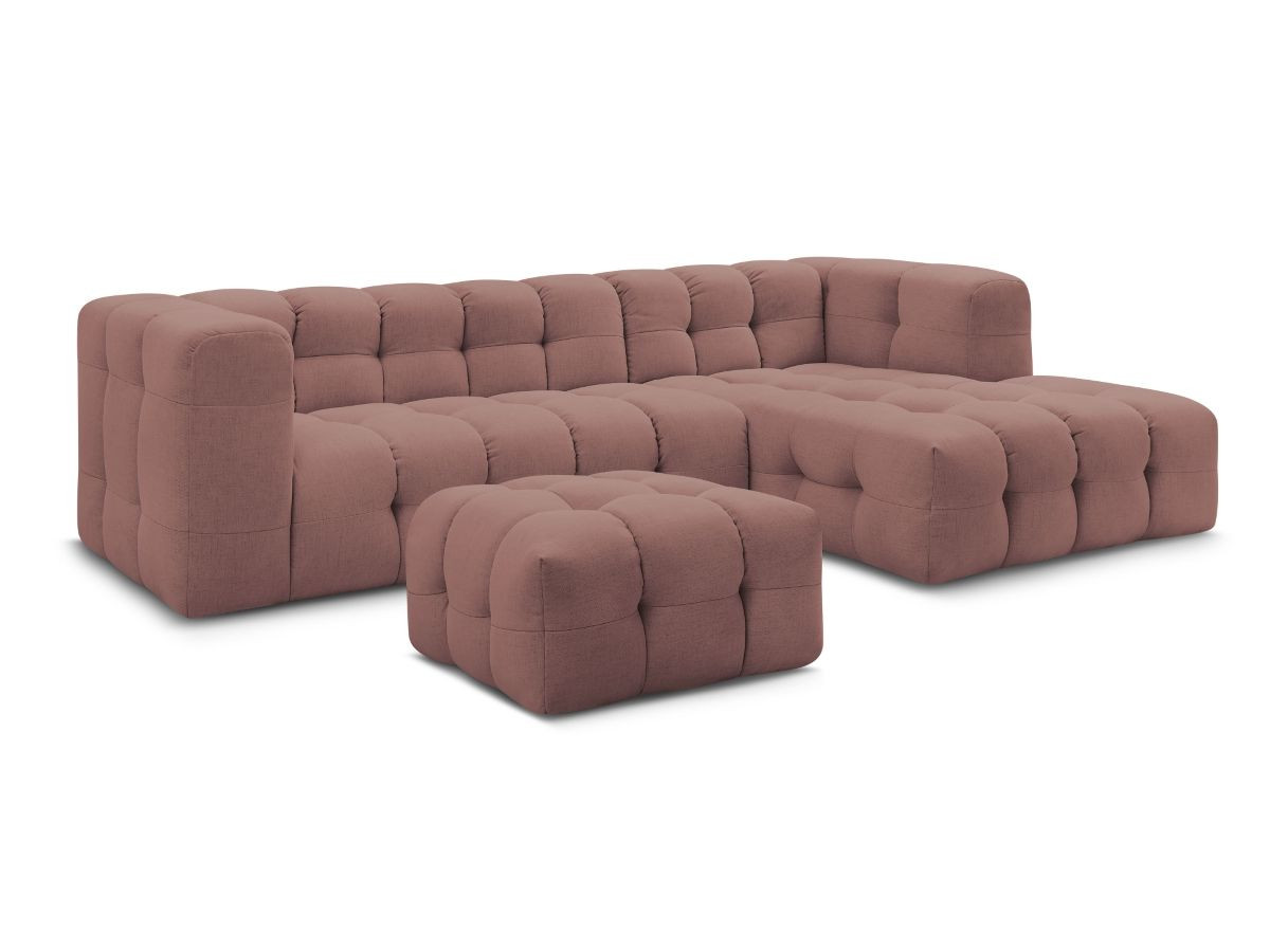 Bobochic Cloud Ecksofa mit Pouf 288 × 184 cm Stoff Rosa Ecke rechts