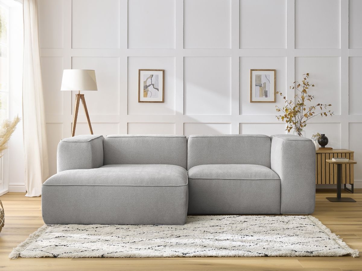 Bobochic Zephyr Ecksofa 260 × 165 cm Strukturstoff Hellgrau Ecke links