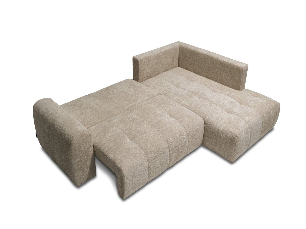 Bobochic Roxelane Ecksofa mit Schlaffunktion und Bettkasten Bouclé-Stoff Beige Ecke rechts
