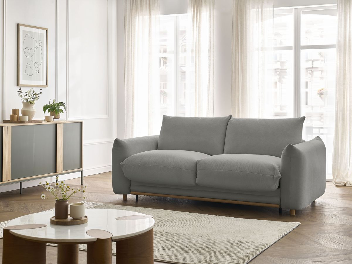 Bobochic Ernest Schlafsofa 3-Sitzer, Liegefläche 190 × 140 / 160 cm Stoff Dunkelgrau, Liegefläche 160 × 190 cm