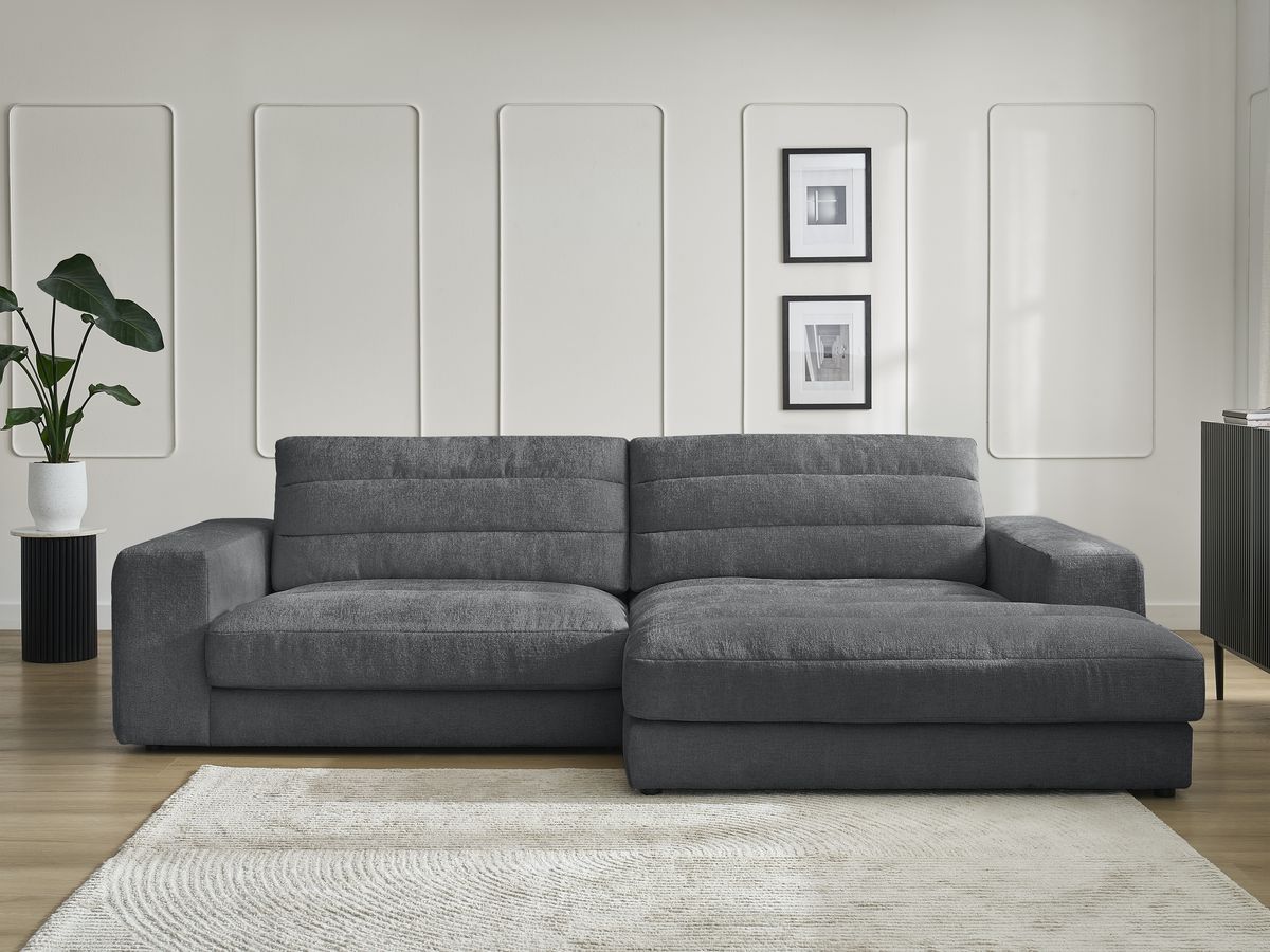 Bobochic Sierra Ecksofa Strukturstoff Dunkelgrau Ecke rechts