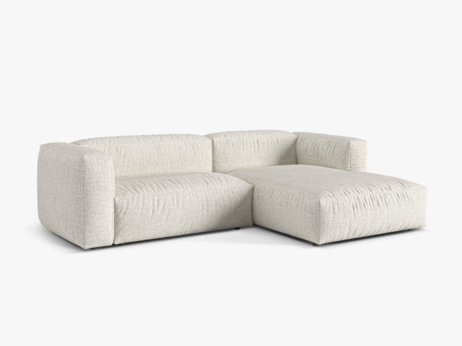 Micadoni Ecksofa Martina 2-Sitzer Rechts Boucle Monet Grau Beige Melange
