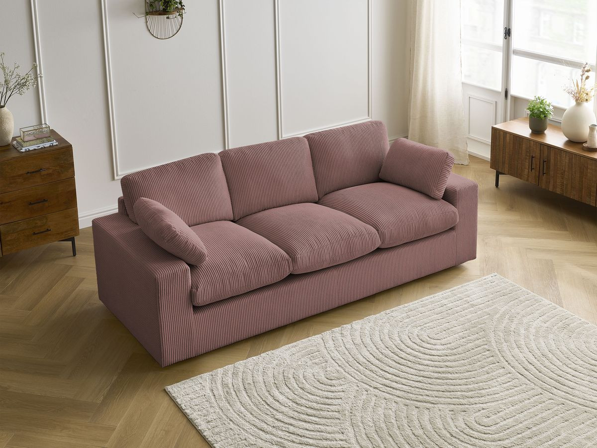 Bobochic Belair Sofa 3-Sitzer 220 × 93 cm Cordsamt Rosa