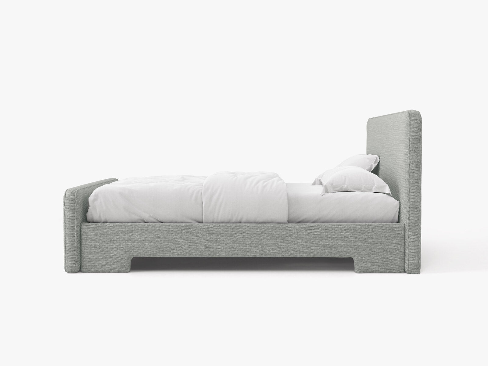 Micadoni Eda Bett mit Kopfteil Strukturierter Stoff Bjorn Hellgrau 160x200