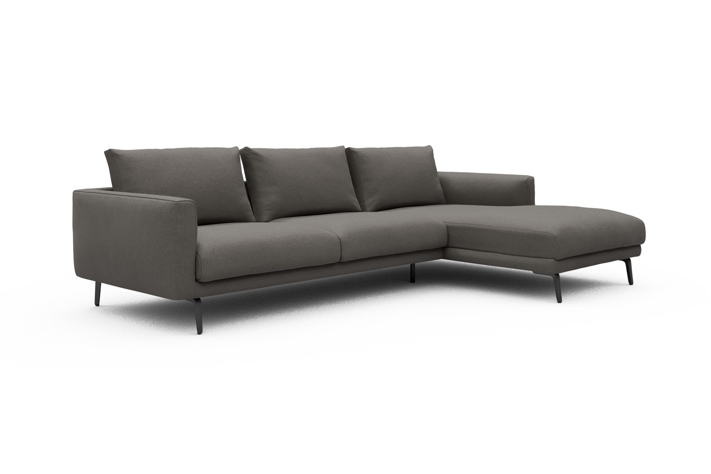 Ecksofa Karl Chaiselongue rechts mit 2,5-Sitzer Satya-Taupe