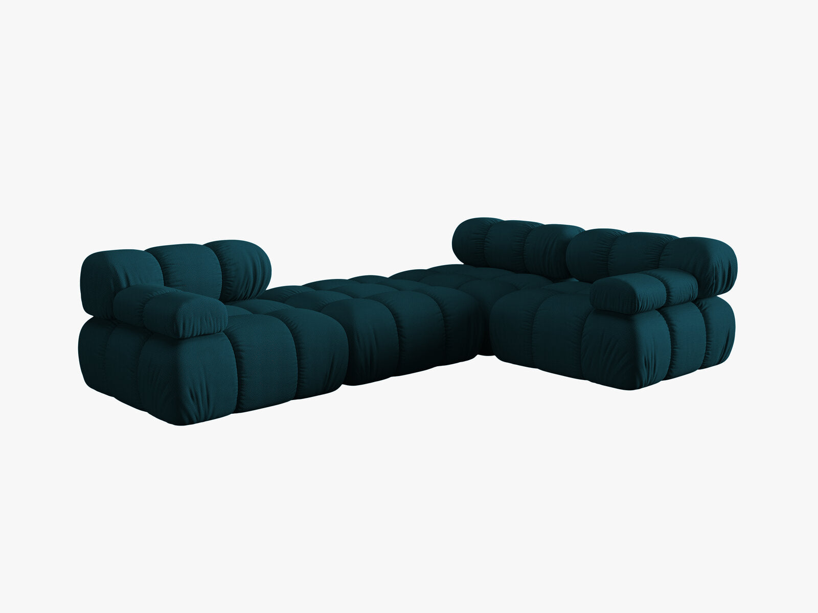 Micadoni Modulares Sofa Bellis 4-Sitzer mit flachem Modul 3D-Stoff Sonic Marineblau
