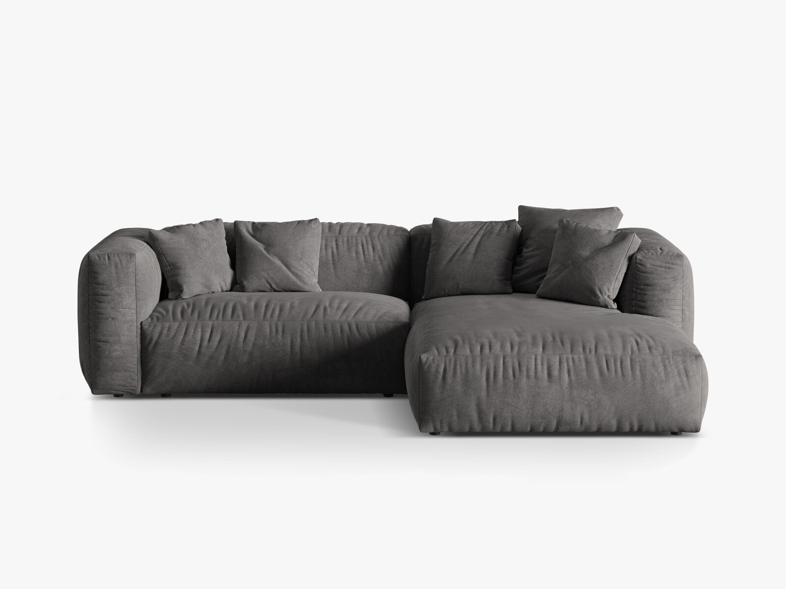 Micadoni Ecksofa Martina 2-Sitzer Rechts Samt Vogue Grau
