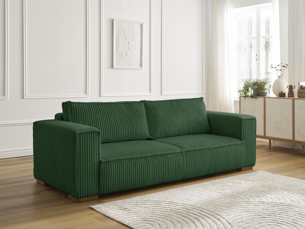 Bobochic Chelsea Sofa 3-Sitzer Breitcord weich Grün